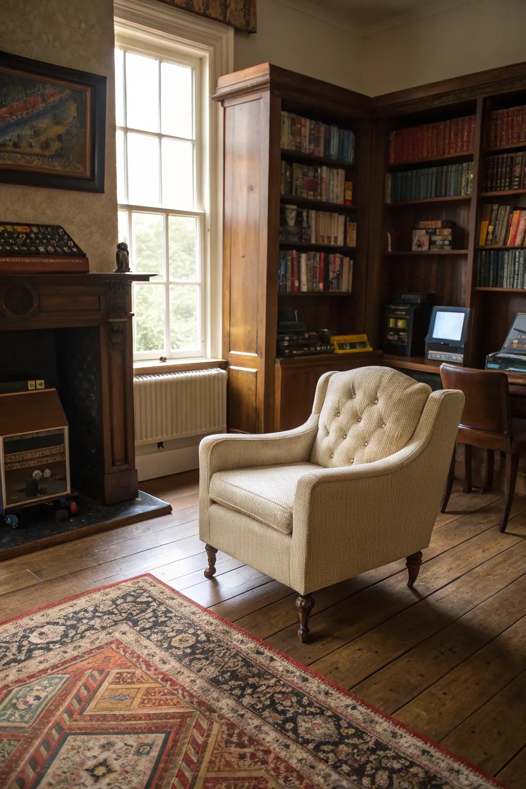 Timeless armchairs blend elegance and comfort in your game room.