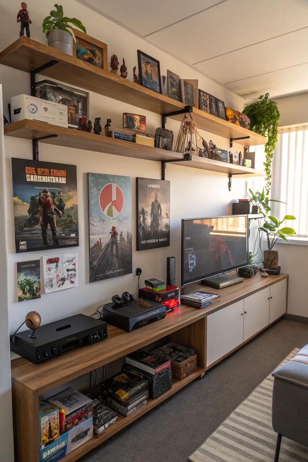 Display your treasures on wall-mounted displays.
