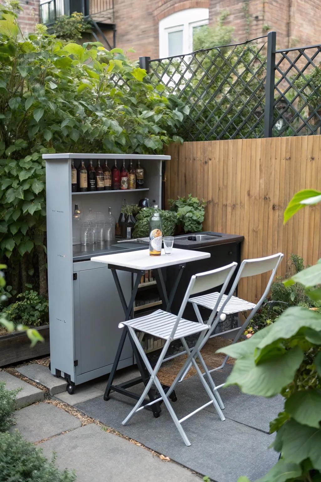 A small yet functional garden bar.