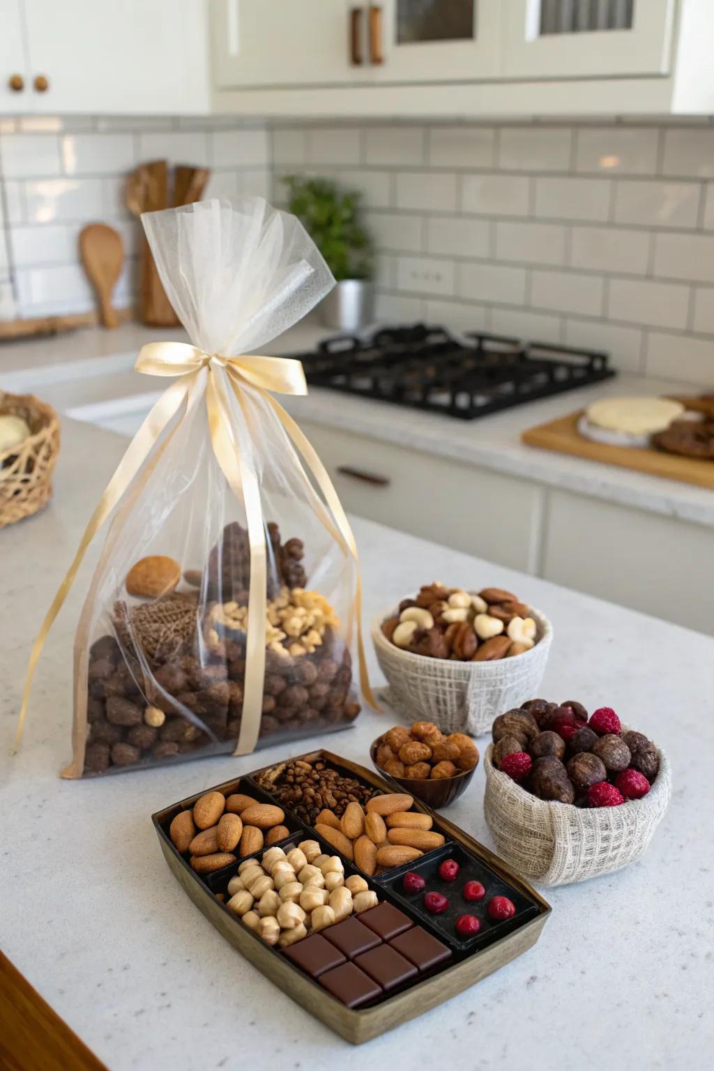 Satisfy her cravings with gourmet snacks.