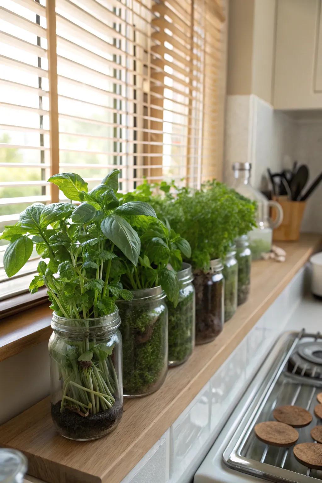 A compact plant plot delivers freshness and zest to your cooking area.
