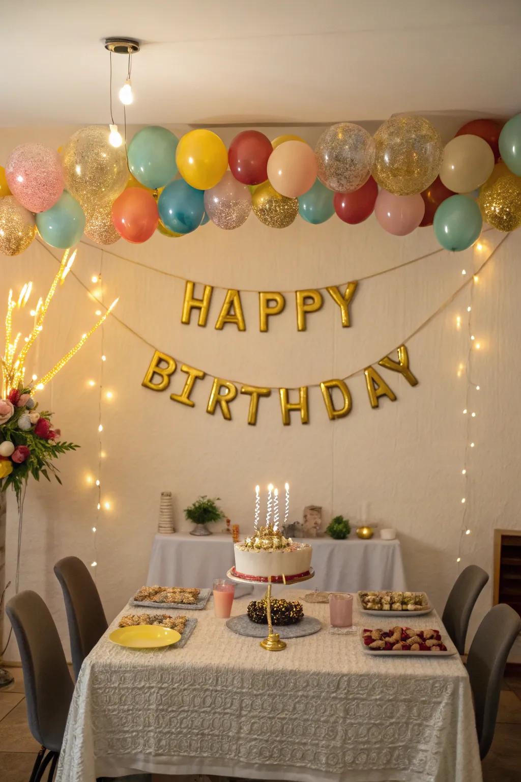A gilded celebration banner offering a personal sentiment.