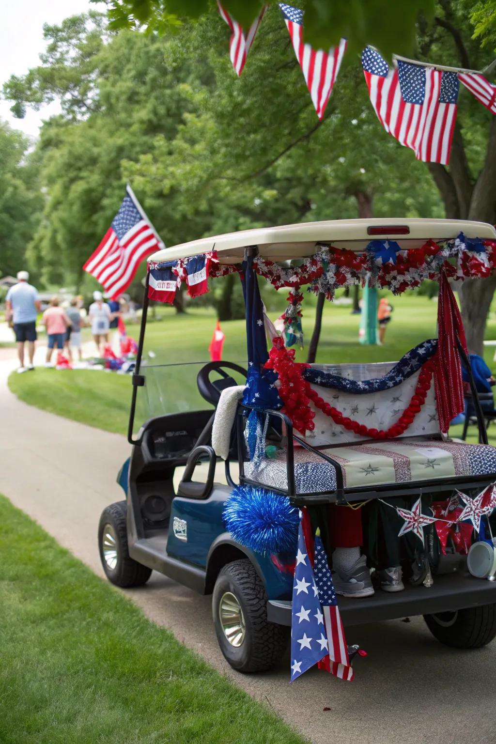 Honor national devotion through a patriotic-themed golf cart.