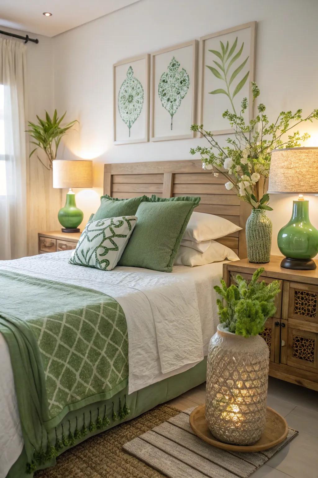 Green accessories add color without long-term commitment.