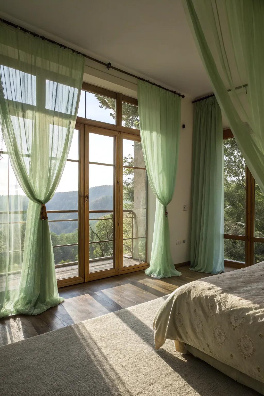 Sunshine enhances the green colors and makes an airy vibe.