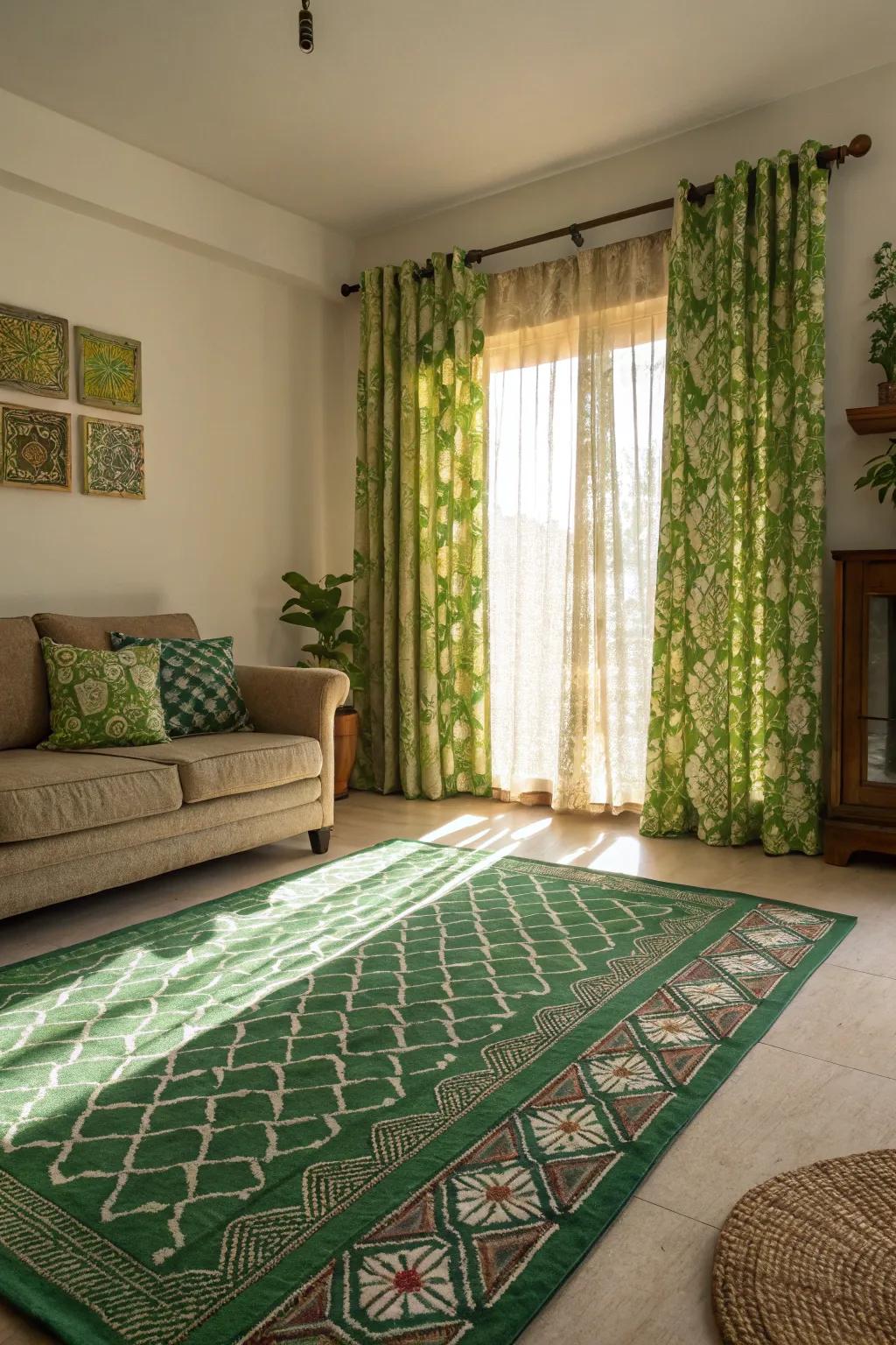 Patterns and prints energize your living room effortlessly.