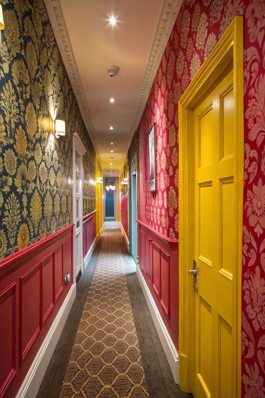 Striking colors can make your hallway a lively and captivating area.