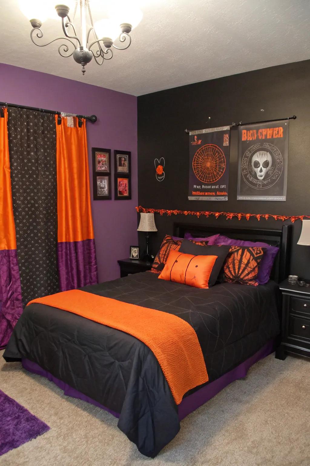 A traditional Halloween color combination establishes the ideal atmosphere.