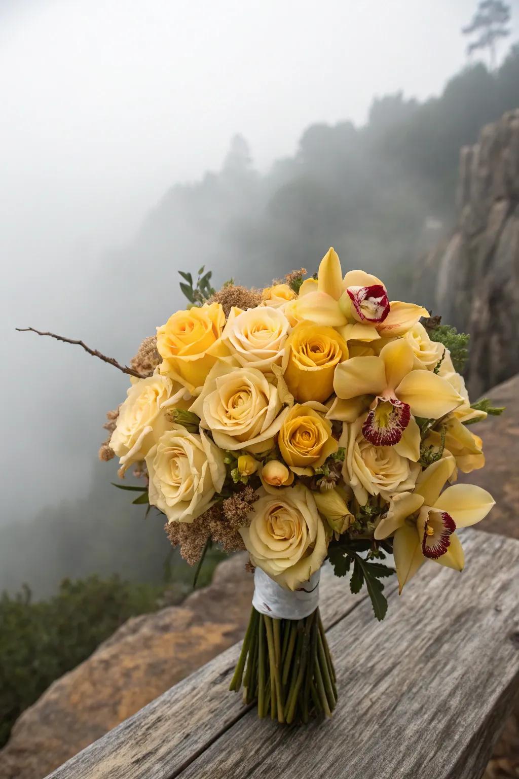 Gilded blooms deliver an ethereal glow to Halloween setups.