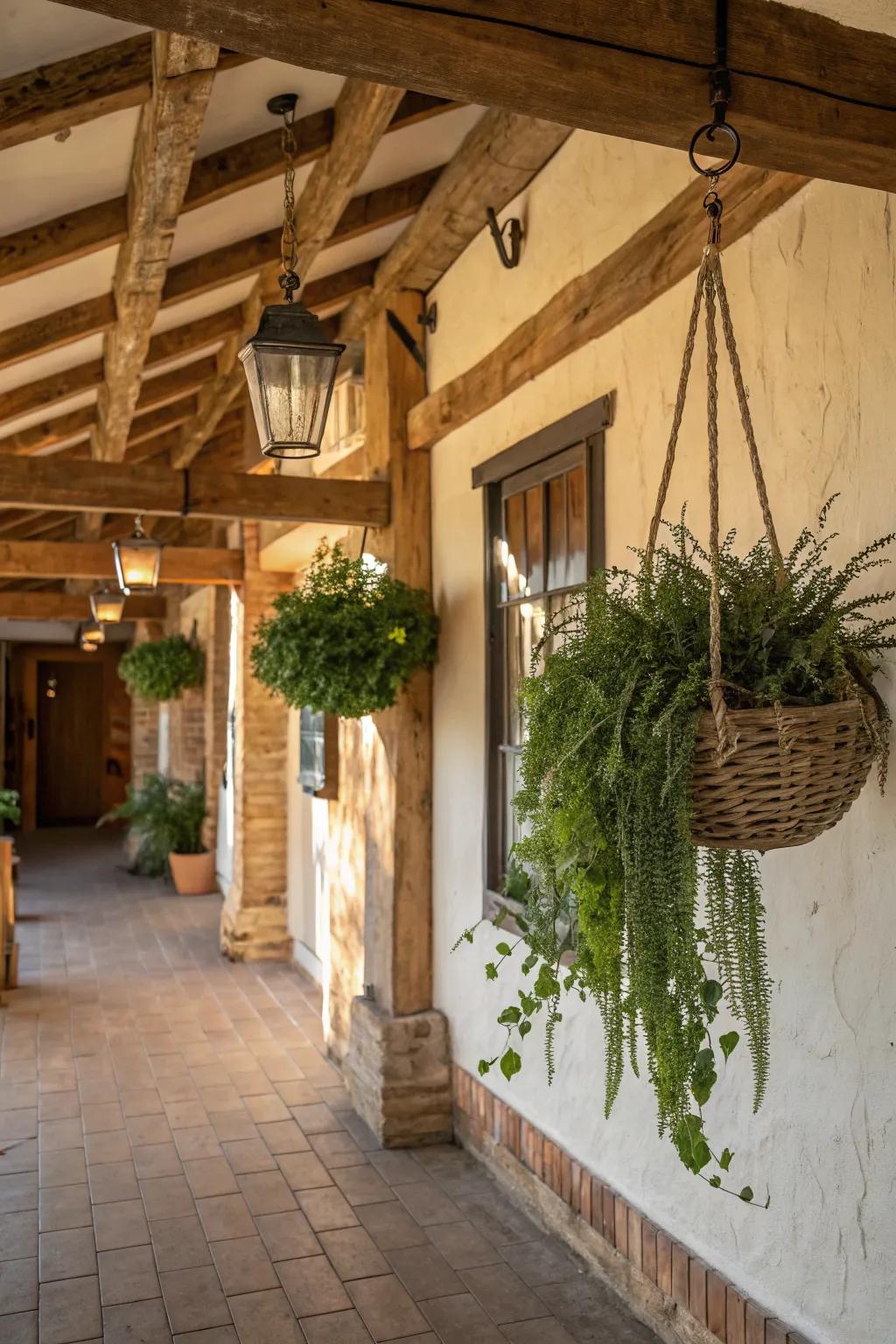 Introduce rustic allure with timber plant braces.