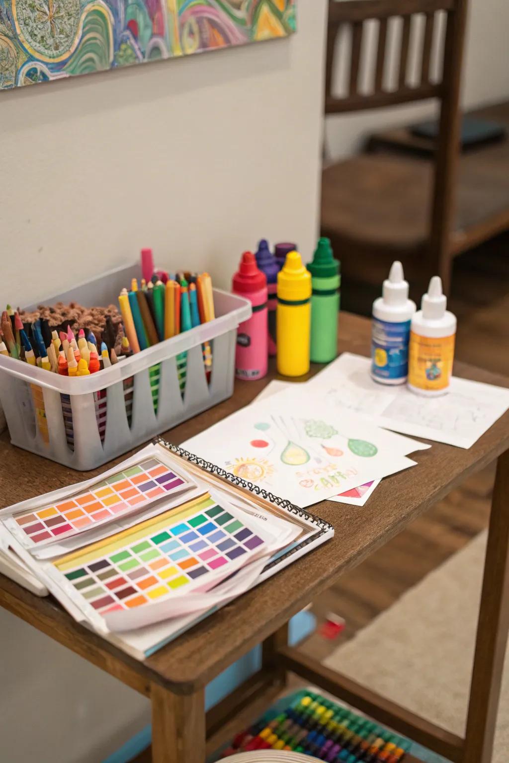 Encourage imaginative expression with a dedicated arts and crafts section.