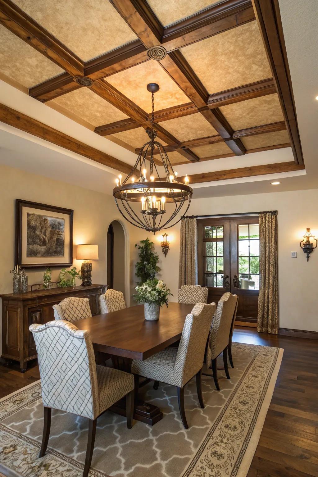 Ceiling details that elevate the room's elegance.
