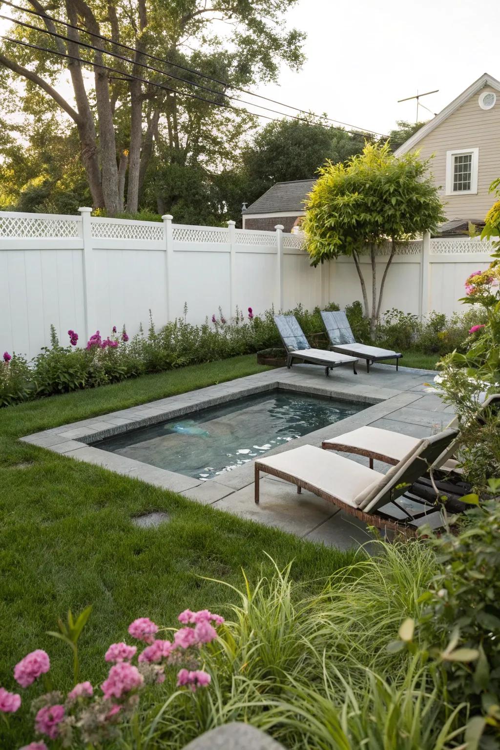 A cozy compact pool ideal for small spaces.