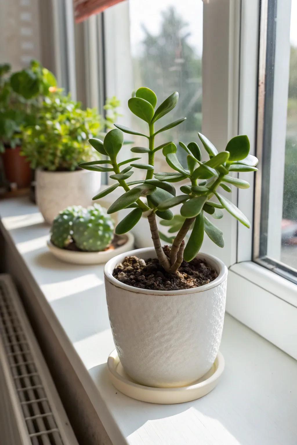 An Emerald plant basking in sunlight, symbolizing good fortune.