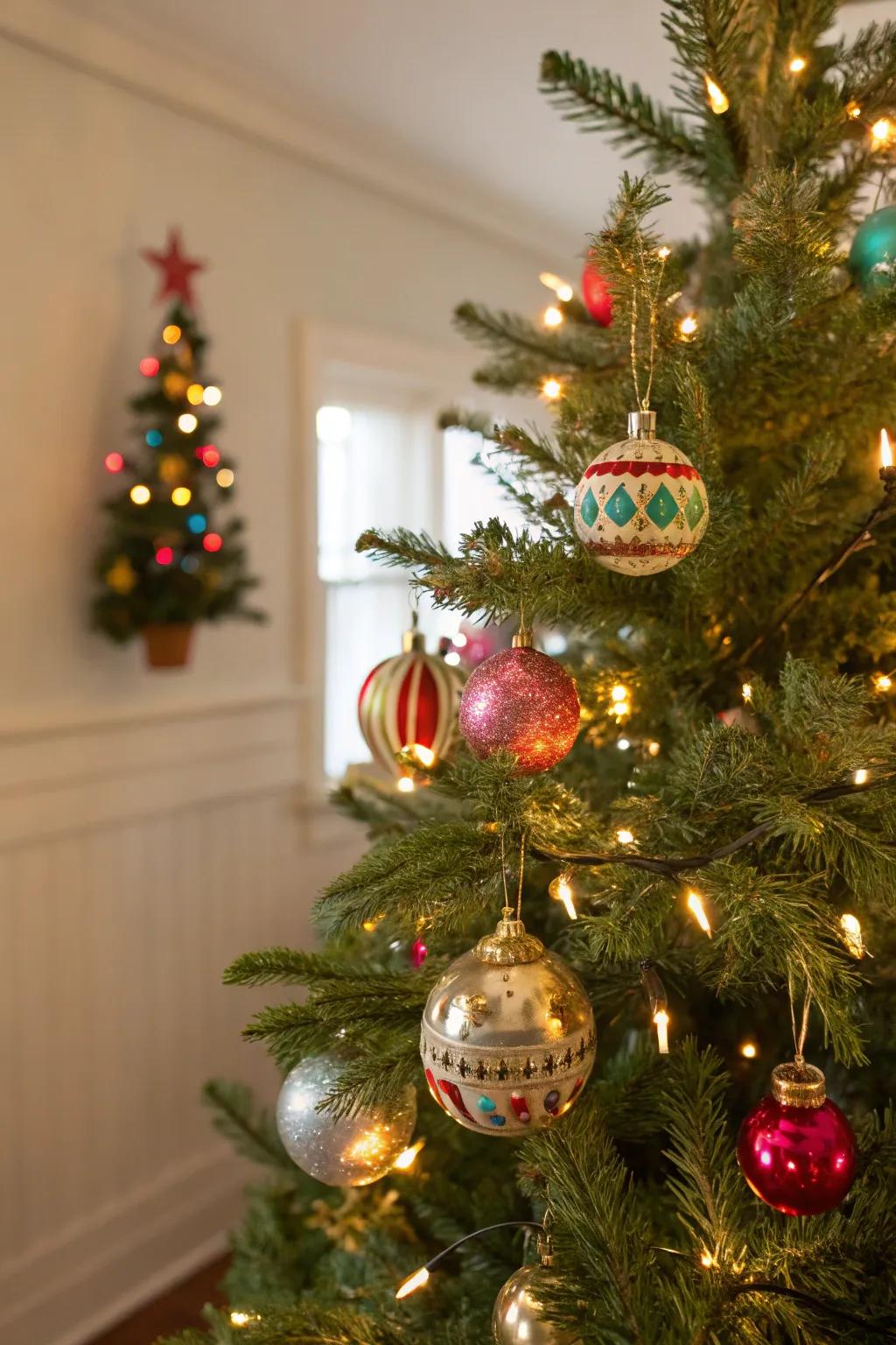A nostalgic holiday tree emphasizing an exquisite collection of treasured vintage figures.