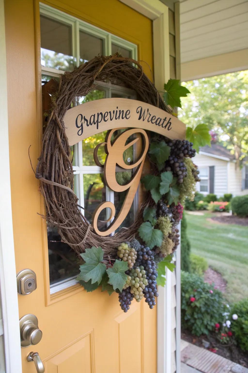 A bespoke wreath extending a warm, personal greeting.