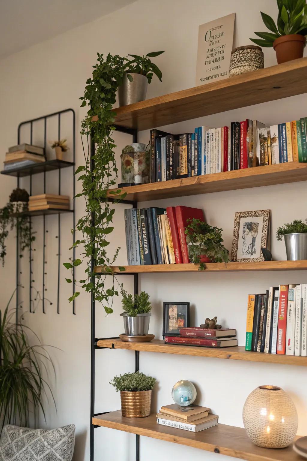 Open shelves allow for both style and storage