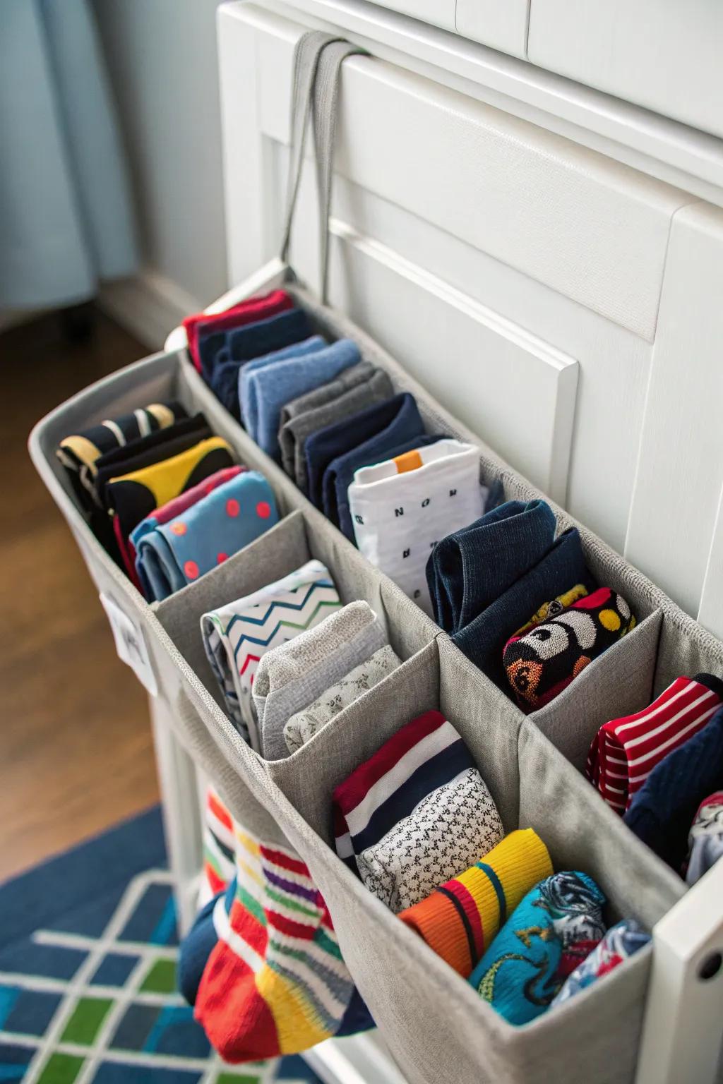 A shoe organizer can proficiently function as a sock storage alternative.