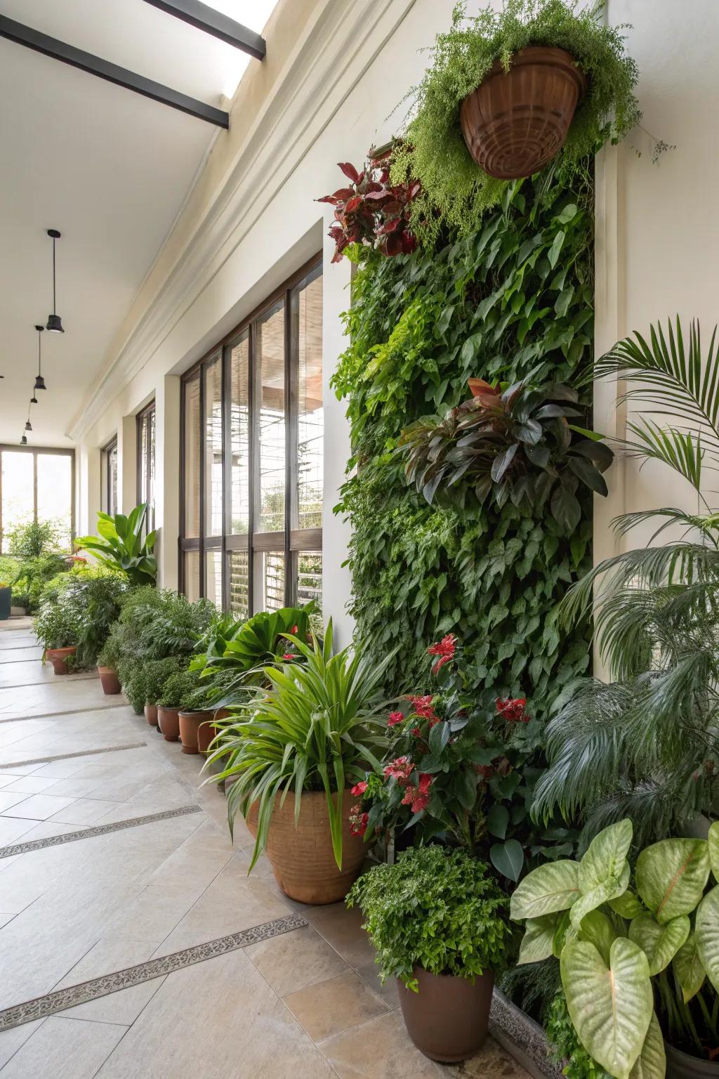 Foliage enlivens your indoor patio.