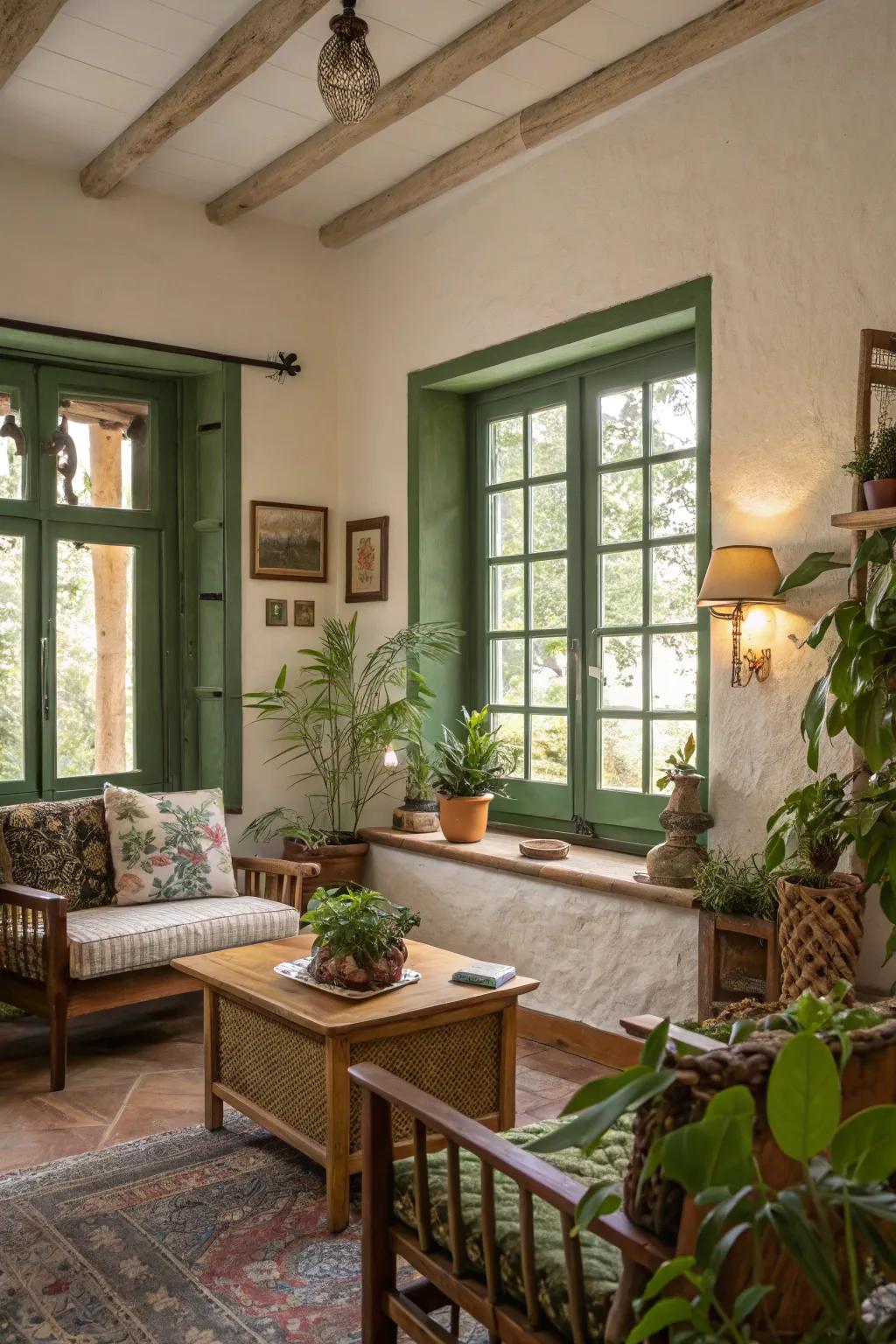 Verdant trims impart a natural and invigorating hint.