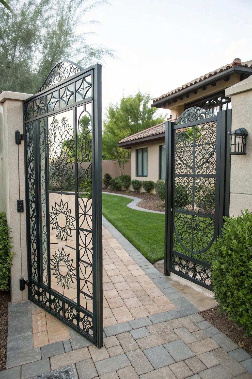 A uniquely bespoke forged entrance displaying individual flair.
