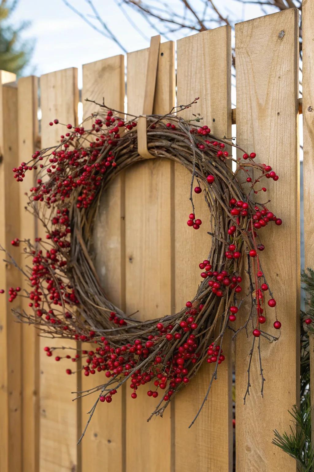 Unaltered branches and fruit fashion a classic and attention-grabbing winter garland.
