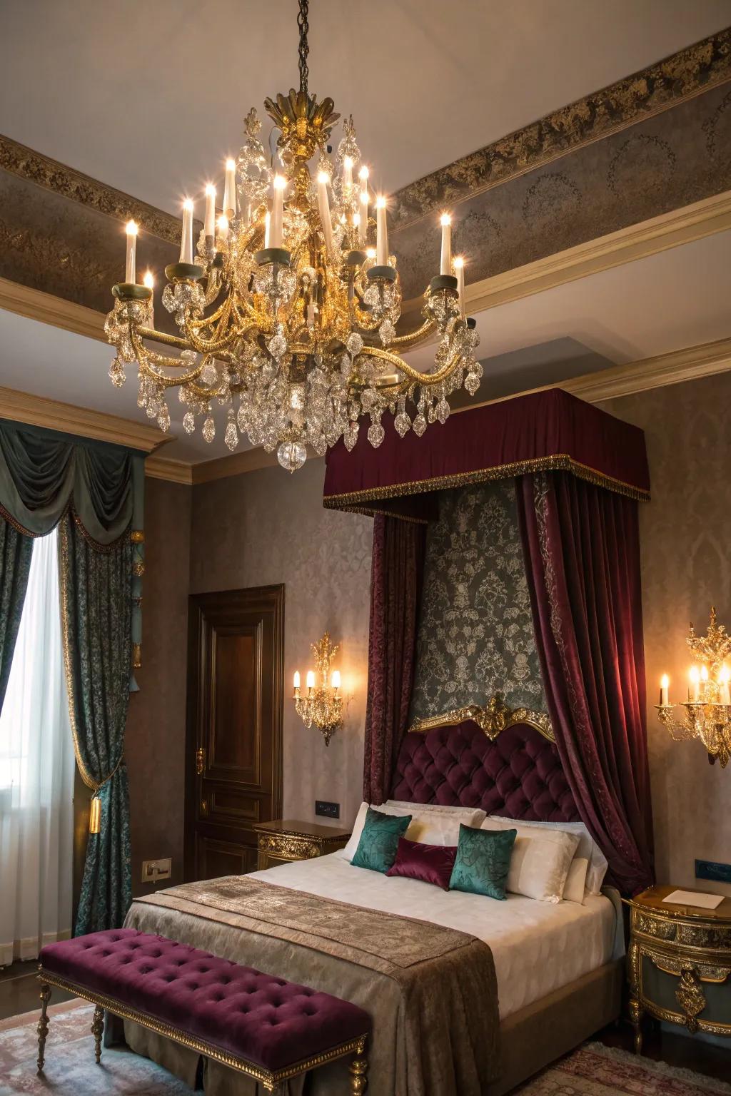 Opulent lighting enhances the lavish feel of jewel tones.