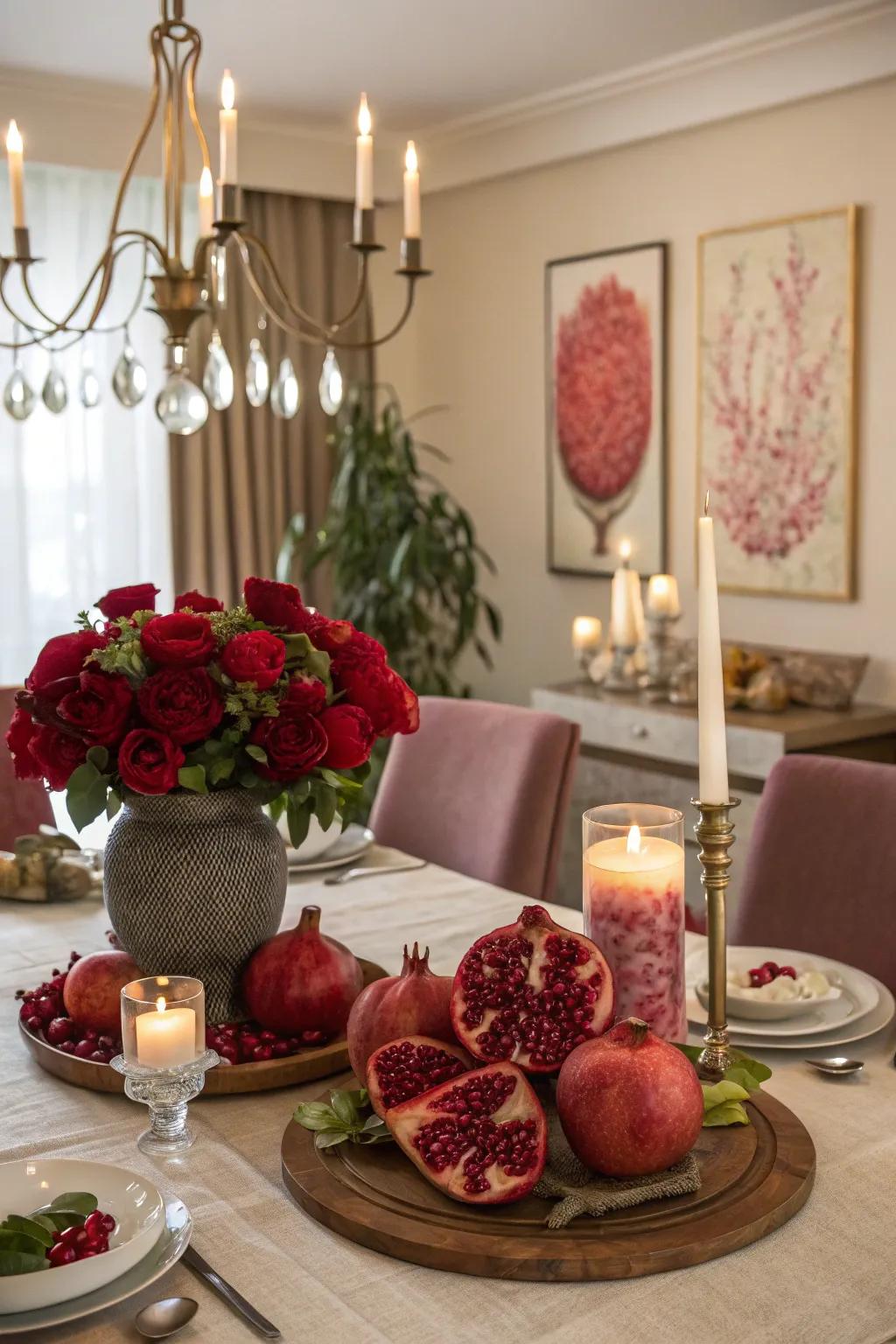 Granate-inspired decor boosting a dining room's sophistication.