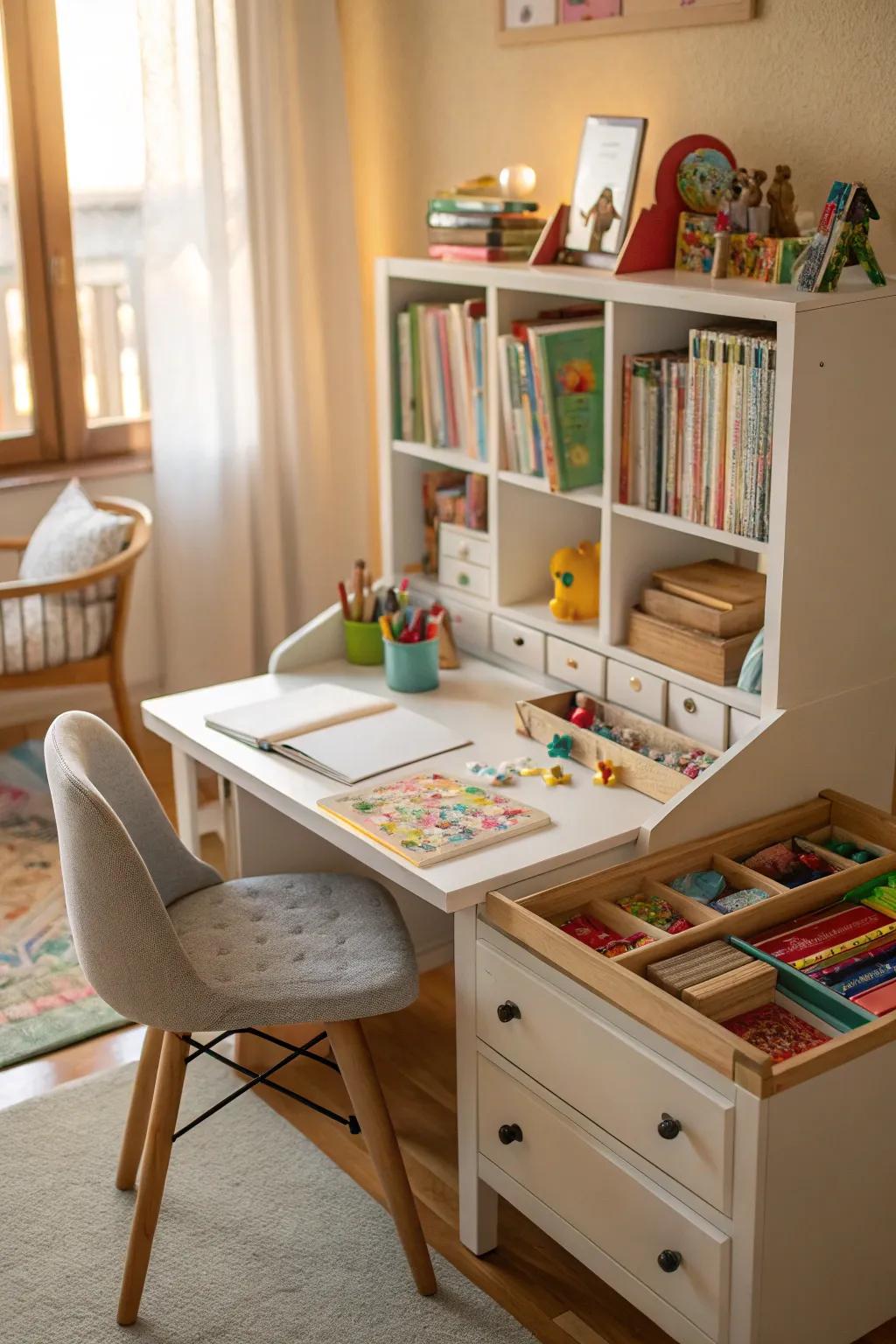 Multi-purpose desks harmonize learning and leisure flawlessly.