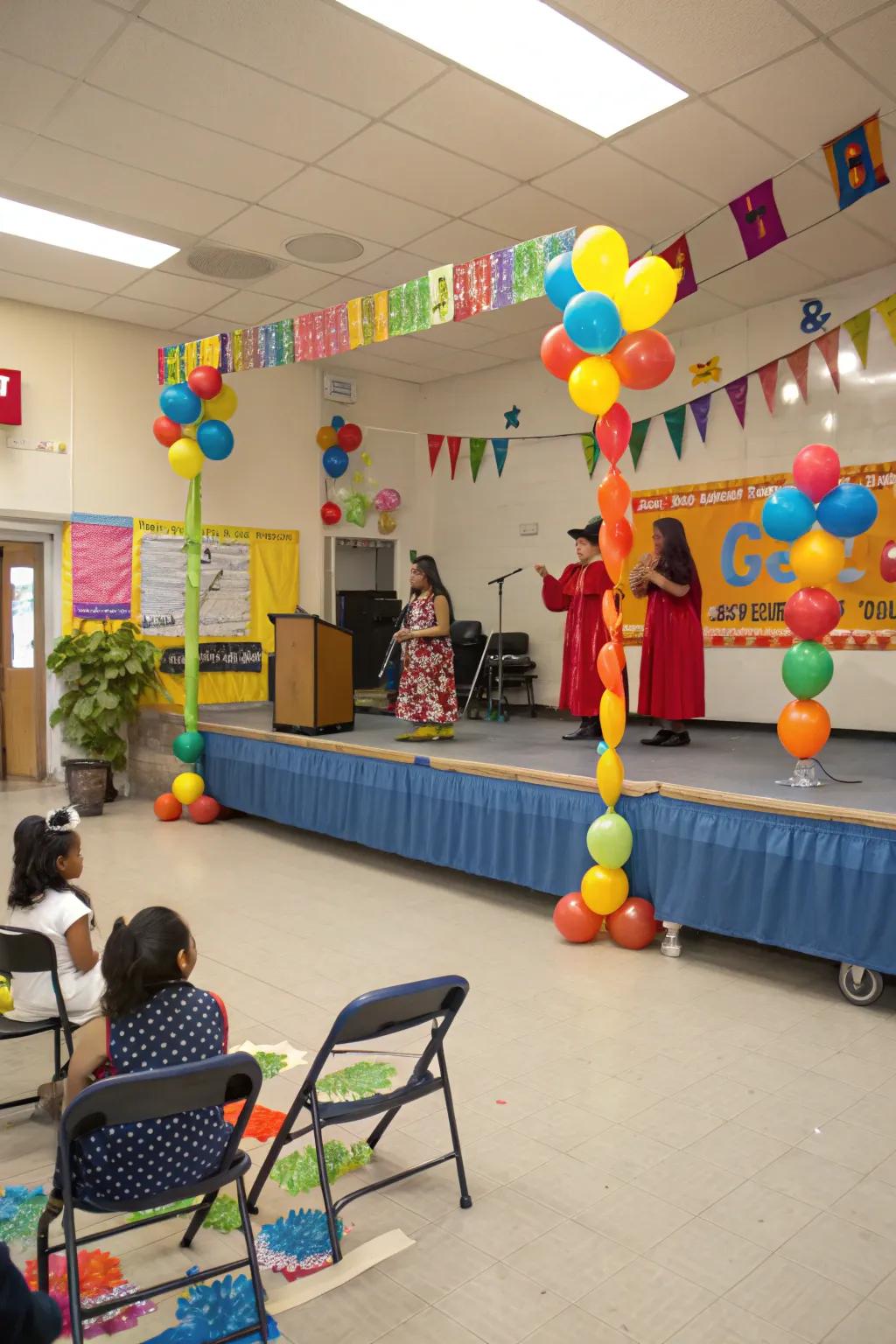 A delightful stage setup inviting little ones to perform and take photos.