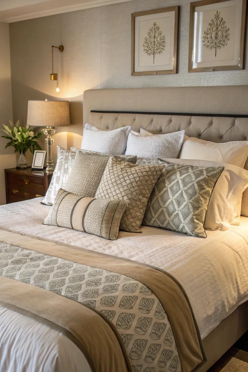 Pillows contribute layers of comfort and panache.