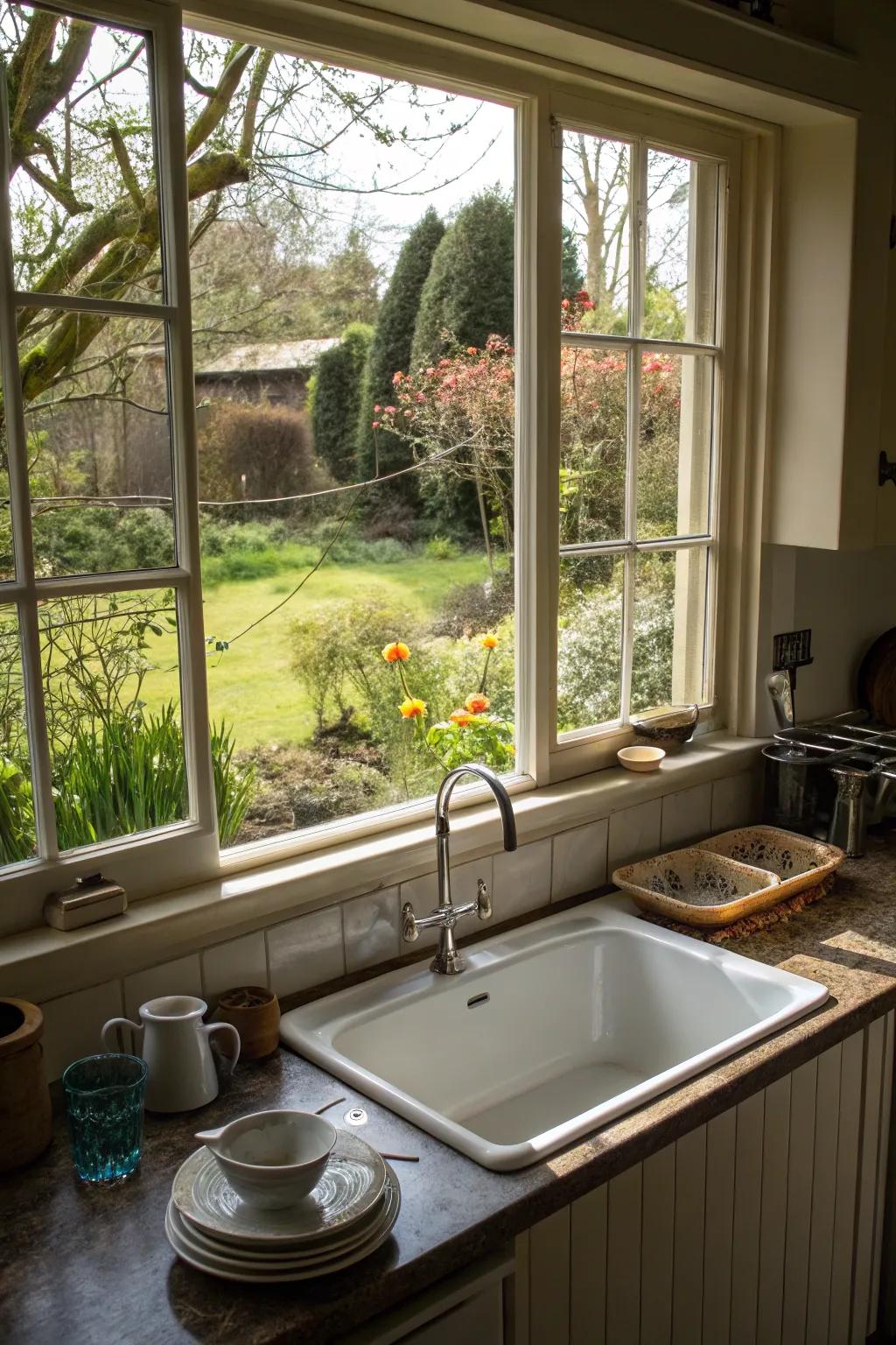 A corner sink transforms a routine task into a serene experience.