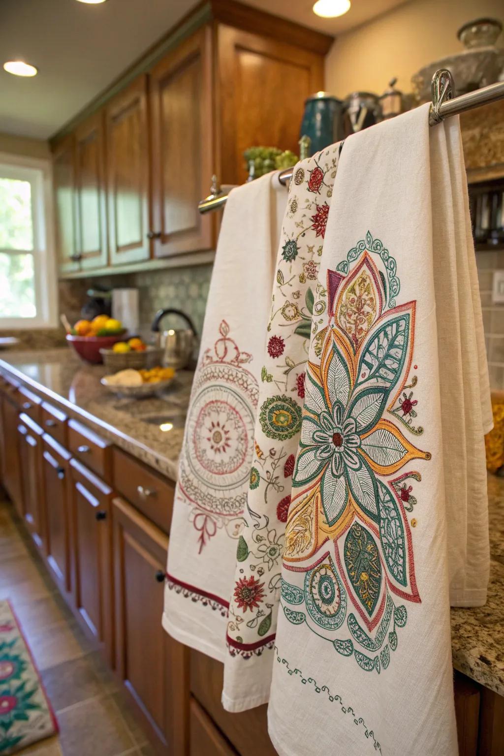 Personalized cloths bring a unique touch to your kitchen.