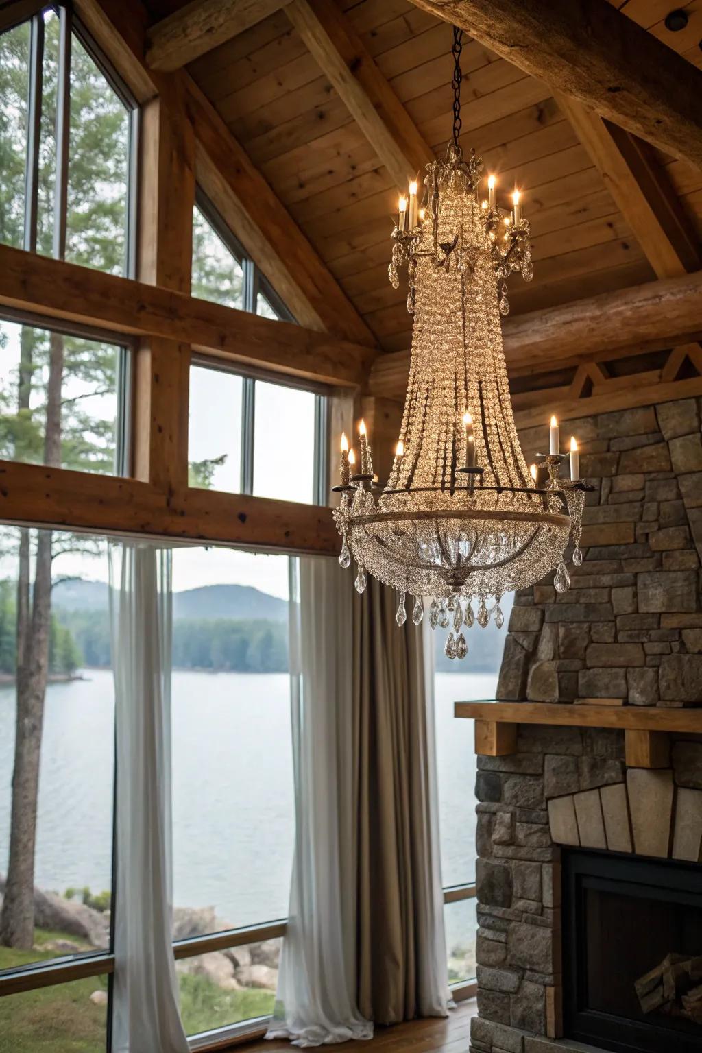 Hanging lamps inject an aspect of refinement to countryside decor.
