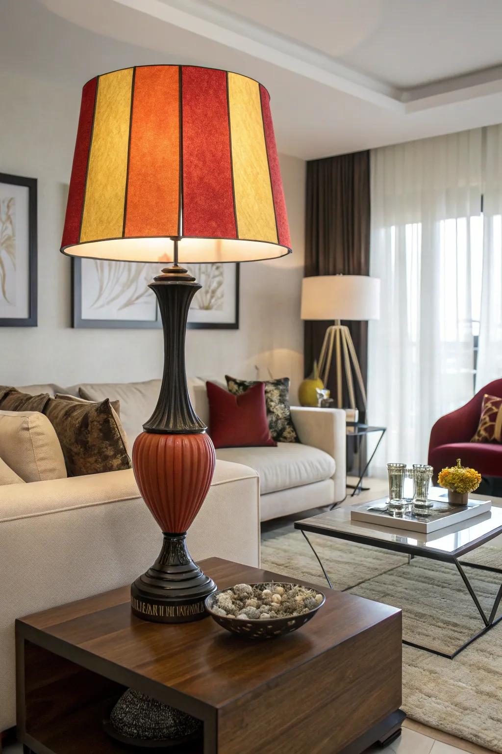 <strong><em>Make a statement with intense shade combinations on your lampshade.</em></strong>” loading=”lazy” class=”pimg”>
	</picture><figcaption><strong><em>Make a statement with intense shade combinations on your lampshade.</em></strong></figcaption></figure>
<p><strong><em>Using contrasting shades can create a bold statement with your lampshade.</em></strong> I adore pairing unexpected hues for a striking effect.</p>
<h3>Some handy options:</h3>
<ul class=