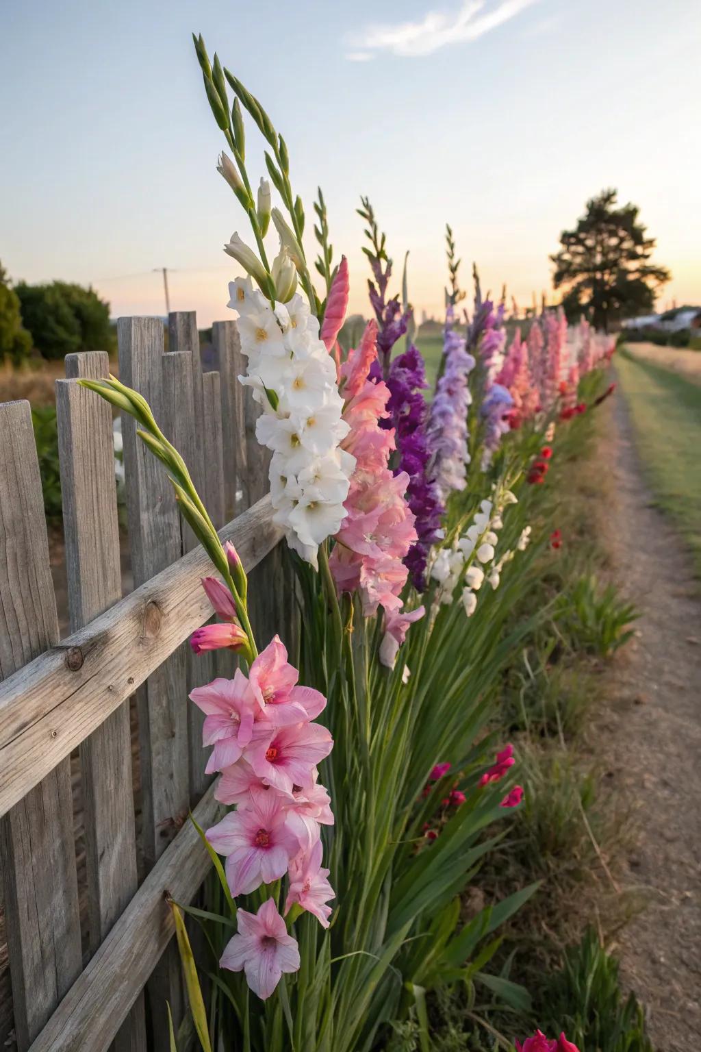 Blooms building a stunning backdrop against a rustic fence.