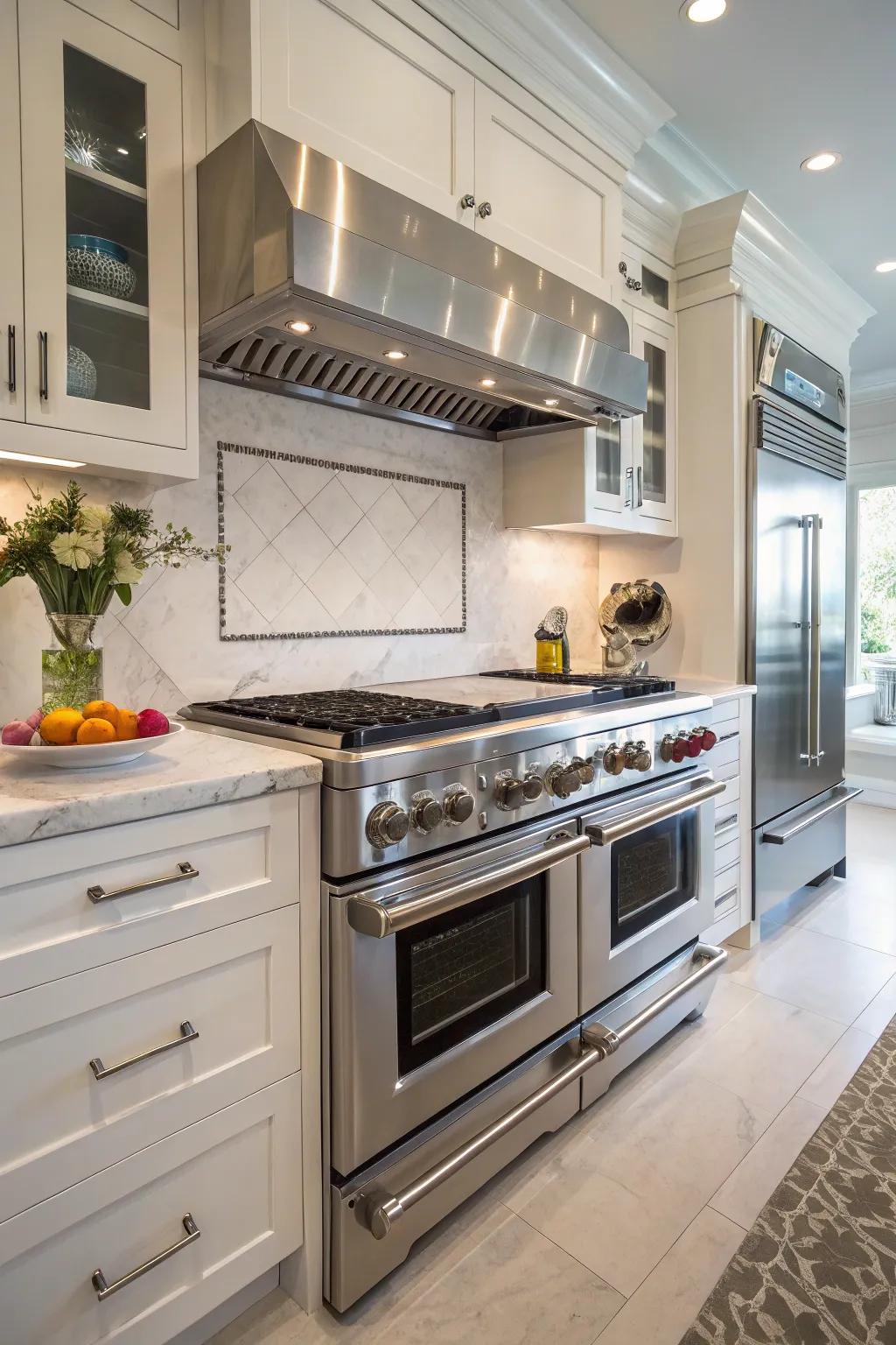 A kitchen outfitted with premium stainless steel appliances.