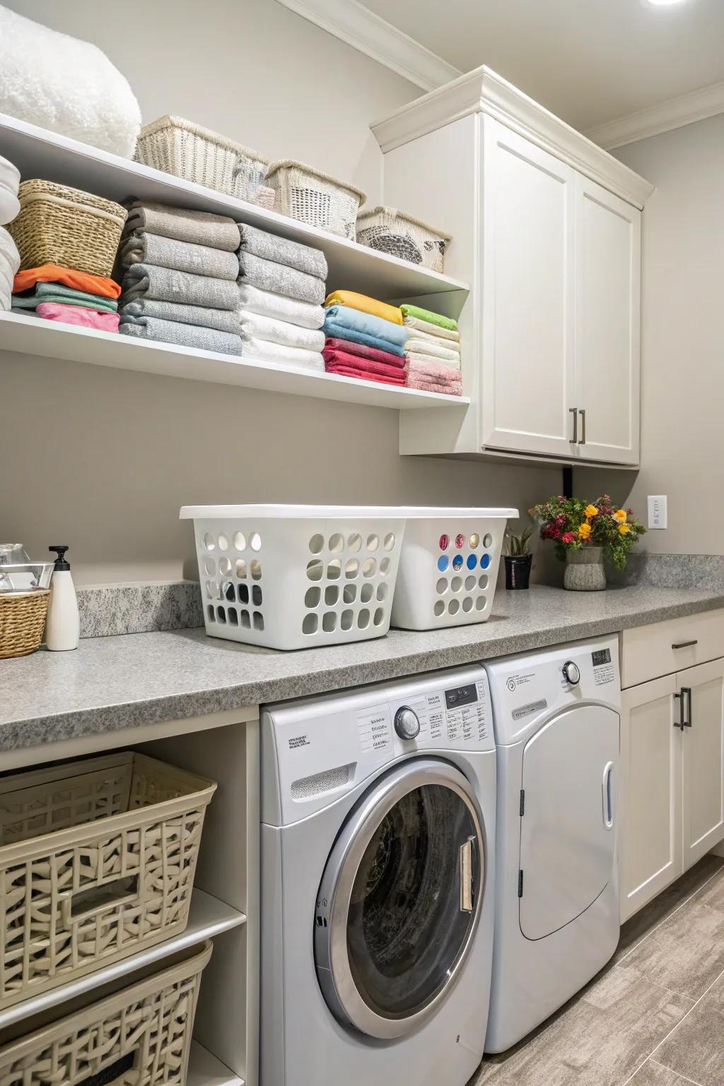 A countertop over appliances maximizes work space.