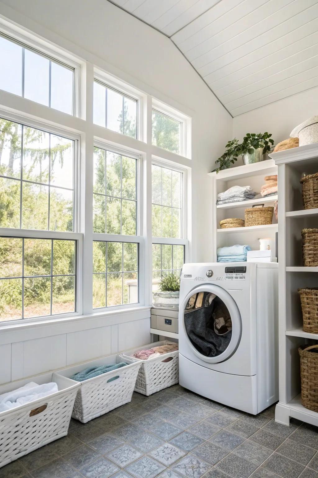 Sunlight enhances the ambiance of your laundry room.