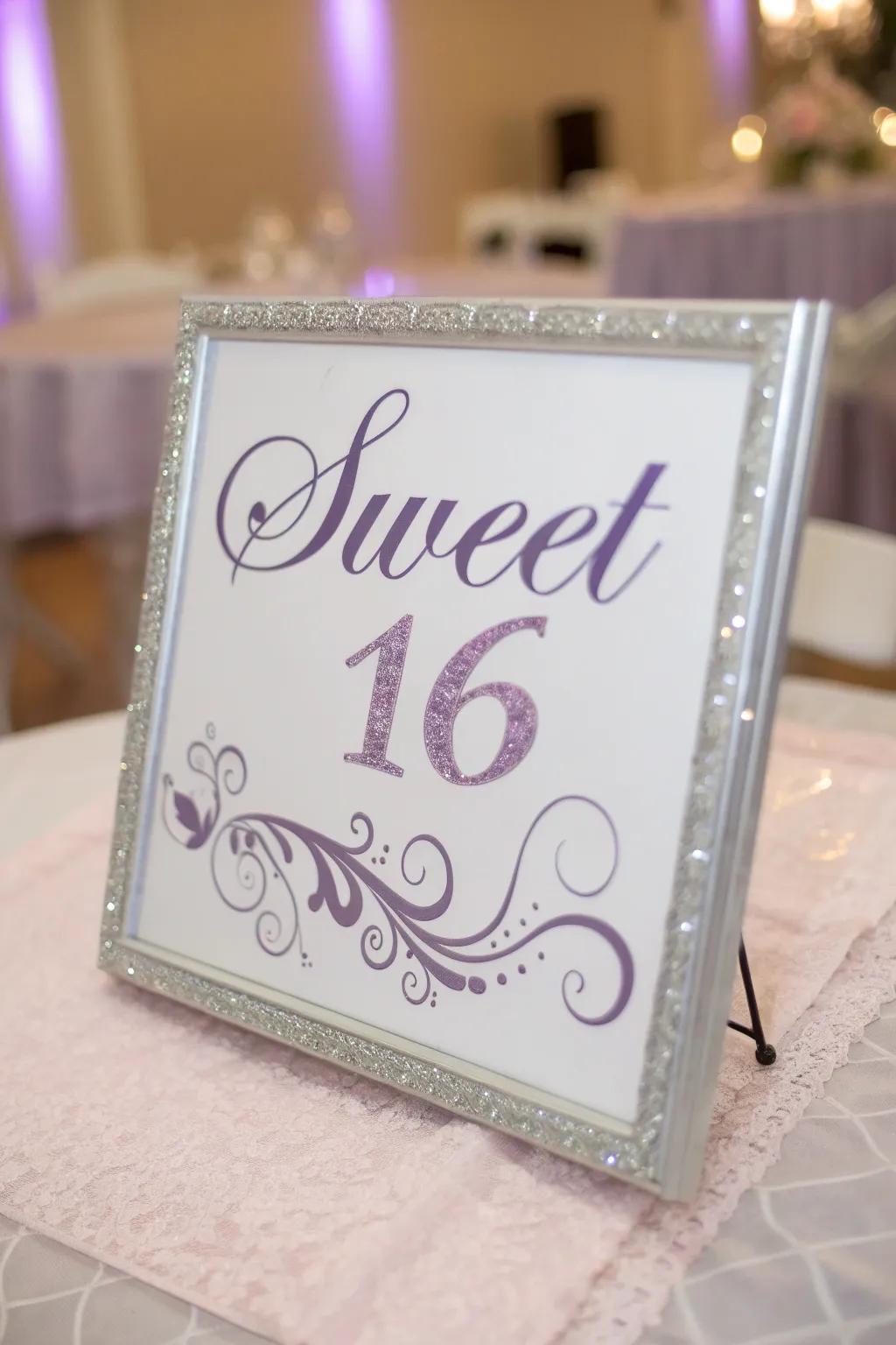 A personalized sign that welcomes guests with sophistication and panache.