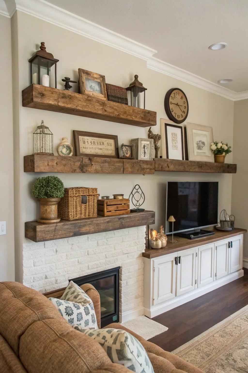 Present country allure through recovered plank ledges.