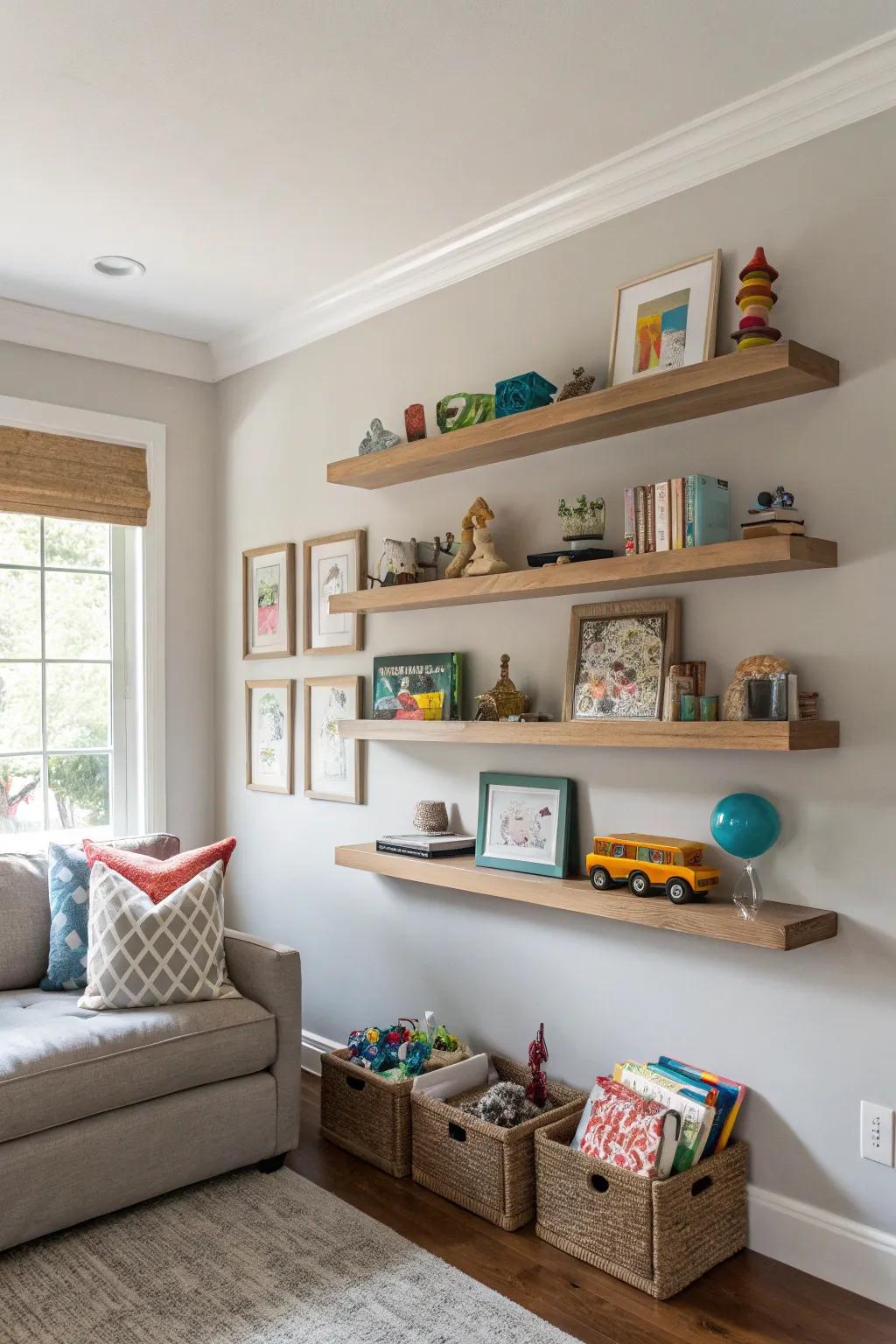 Hanging boards make the most of wall space for storage.