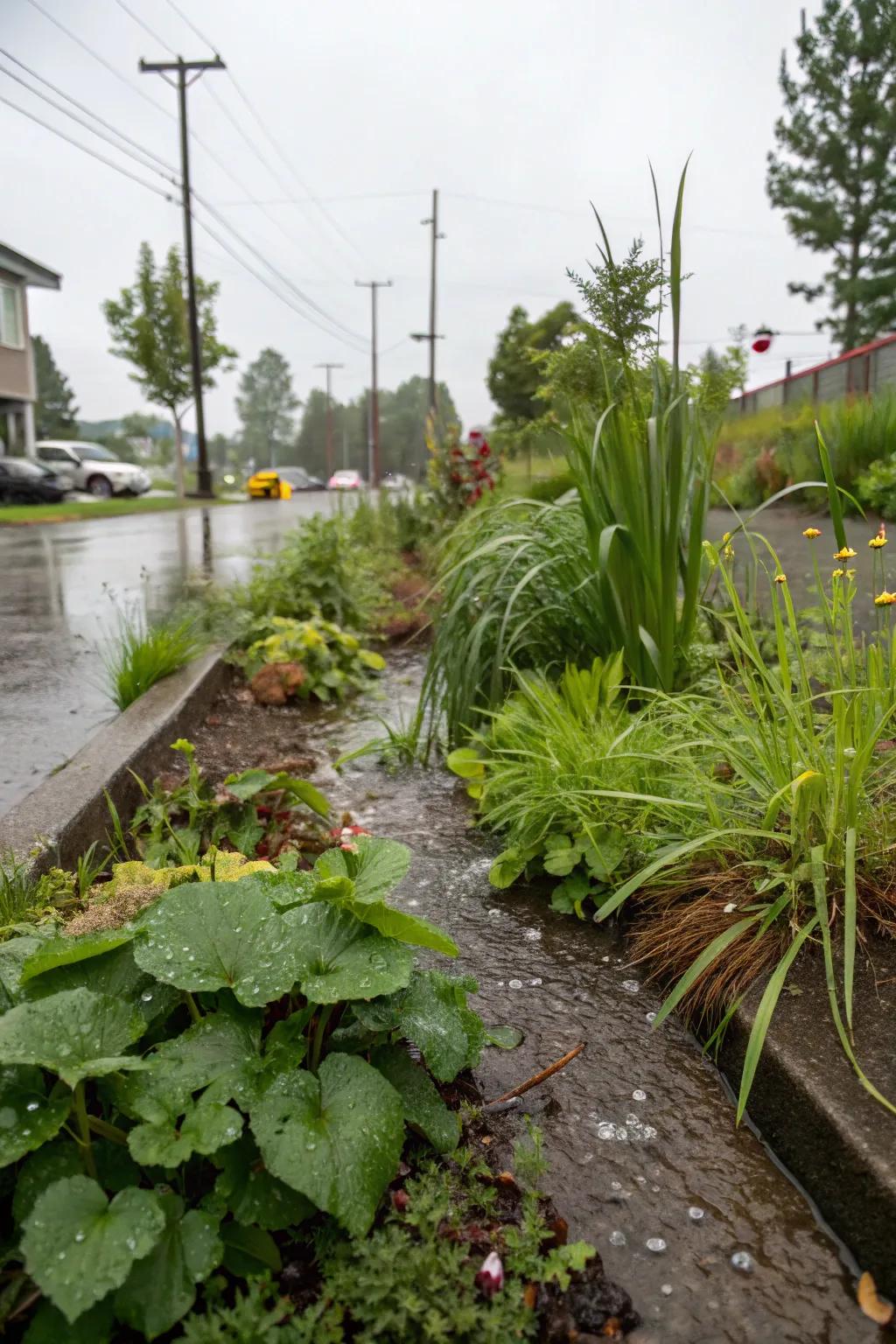 A rain garden in Portland designed to handle stormwater naturally.