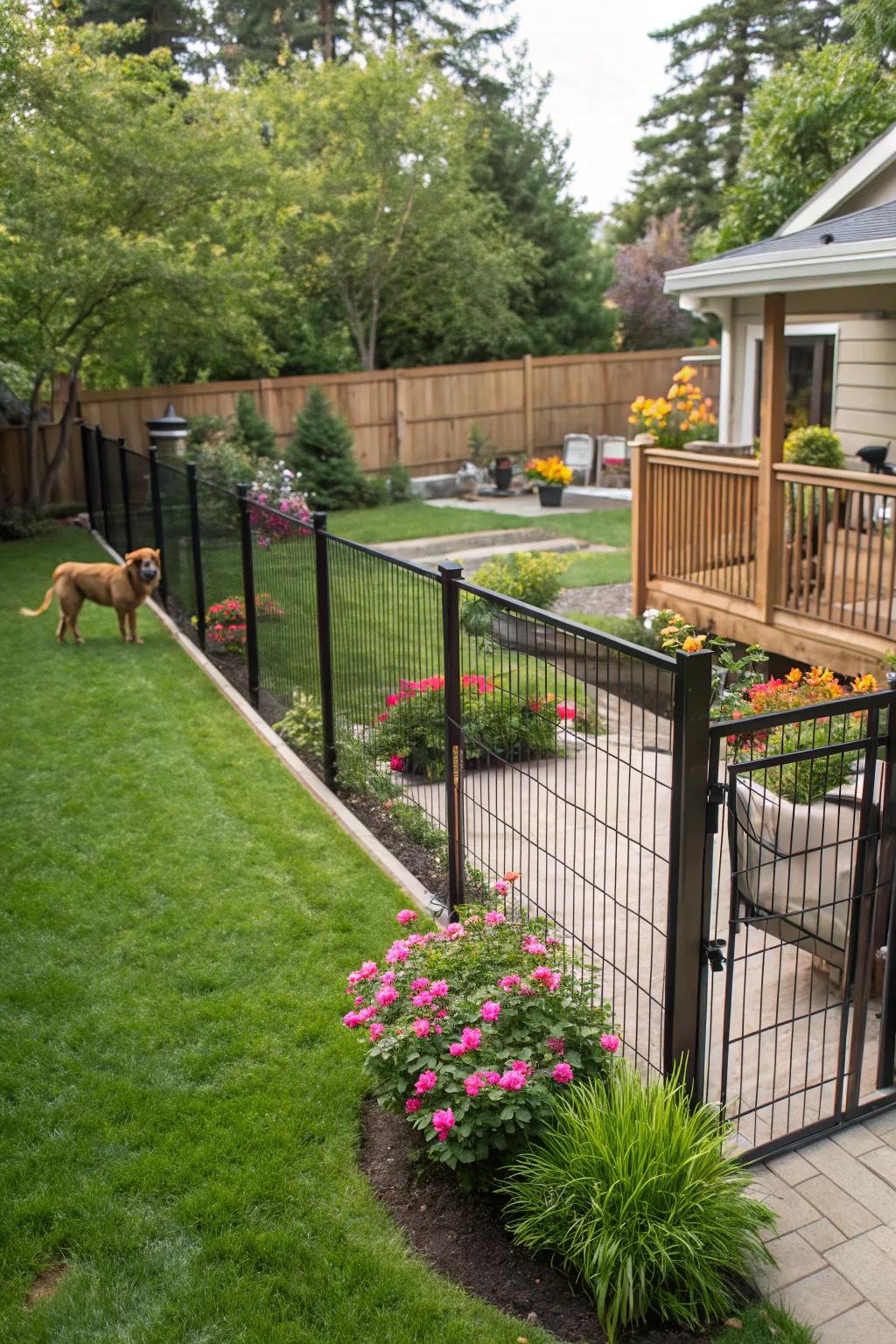 Secure fencing that elevates the backyard's comprehensive design.