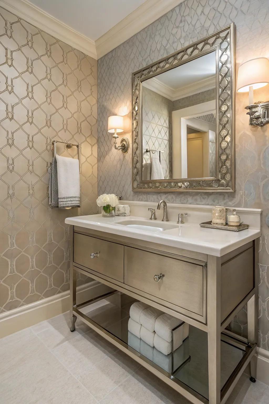 Subdued tones with metallic accents design a sophisticated style.