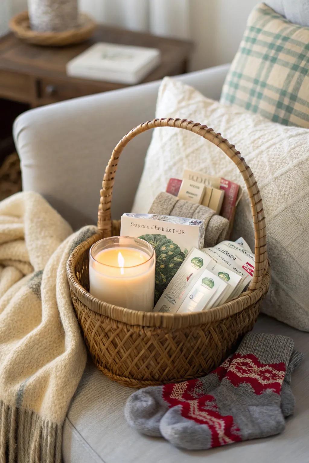 A pampering May basket designed for a soothing evening at home.