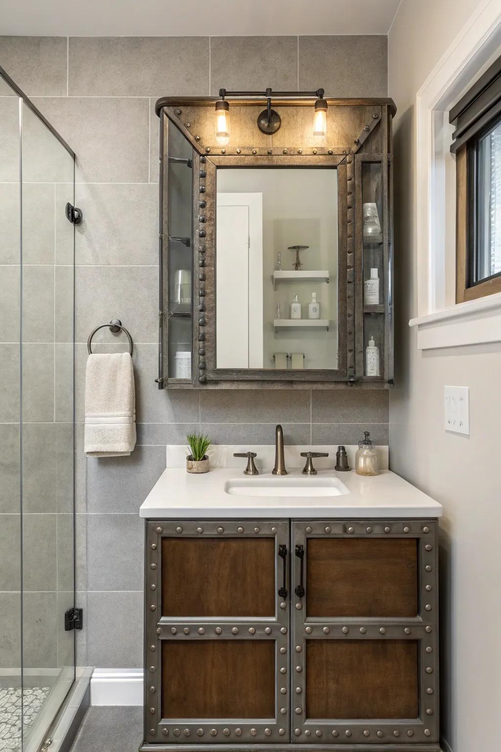 Industrial elements introduce a bold, contemporary touch.