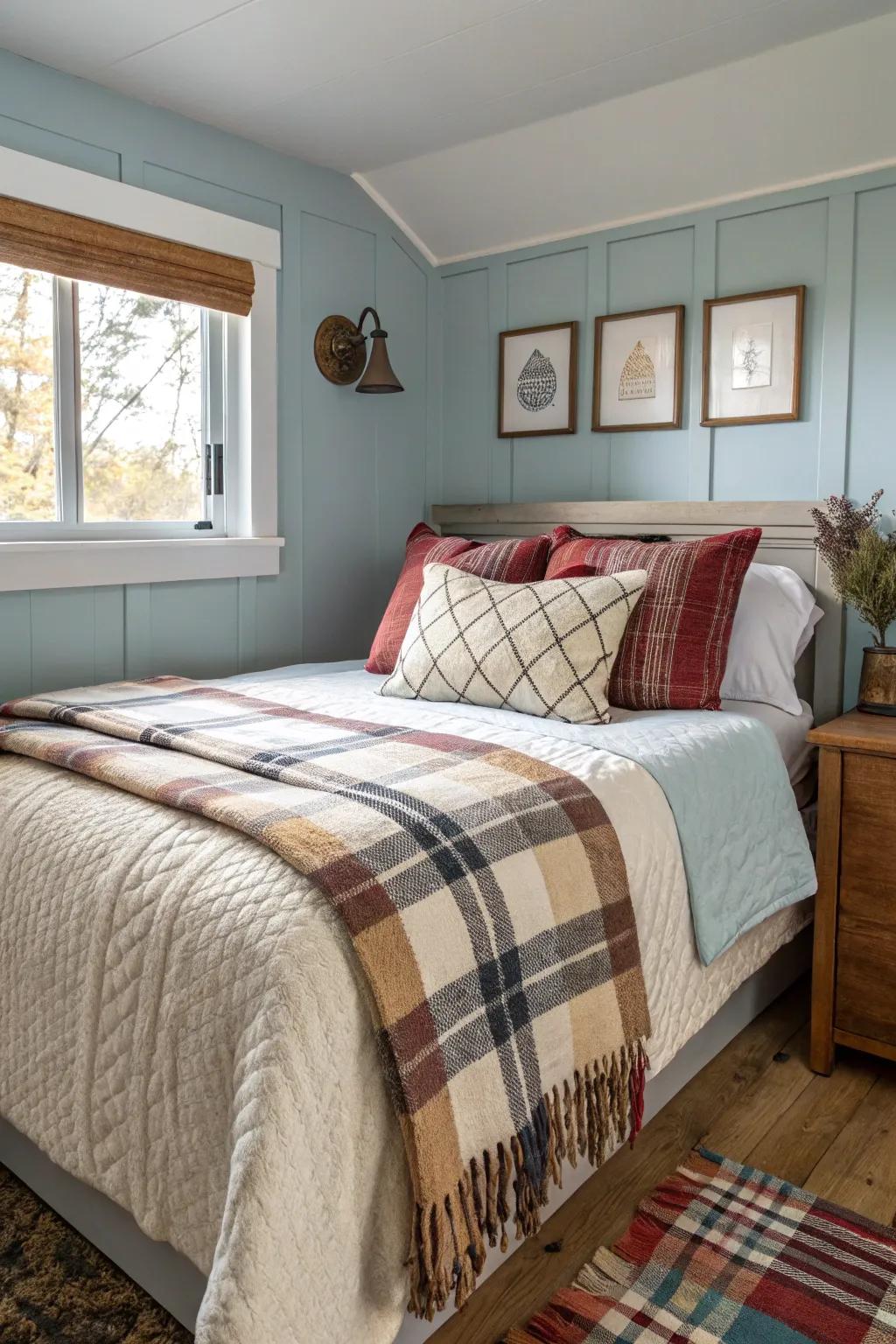 Layered bedding introduces coziness and style.
