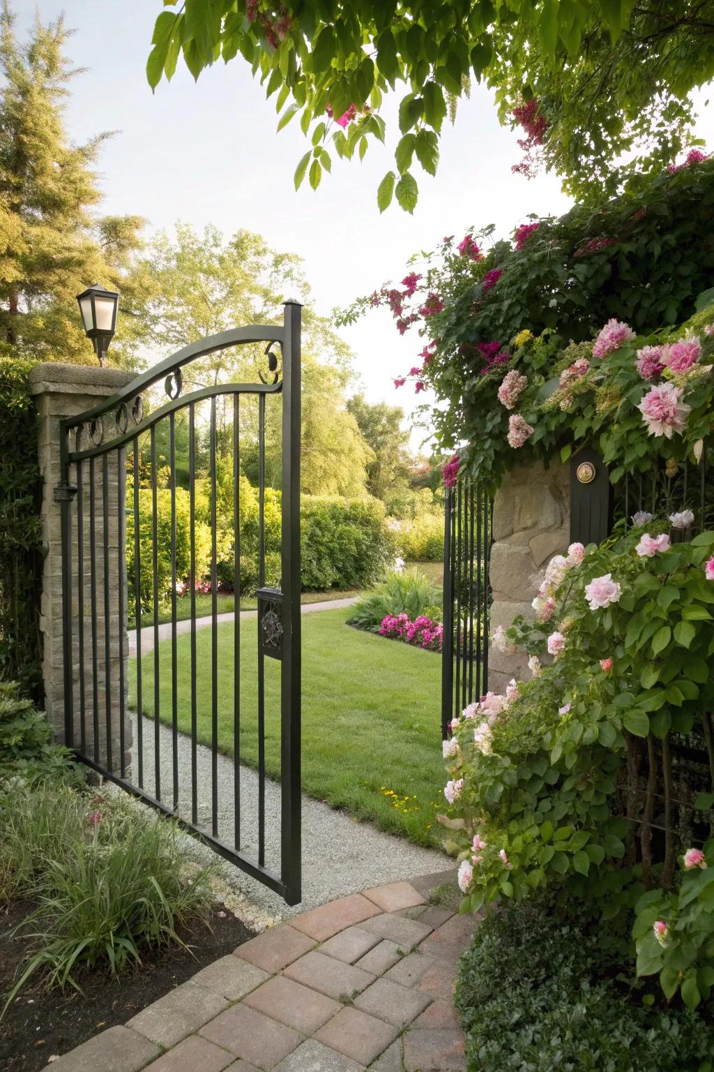 A sturdy metal section gate that guarantees solitude while sustaining a stylish visual.