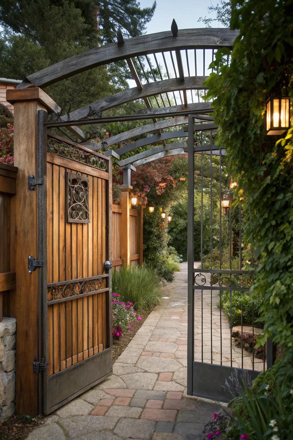The fusion of metal and wood fashions a warm, embracing appearance.
